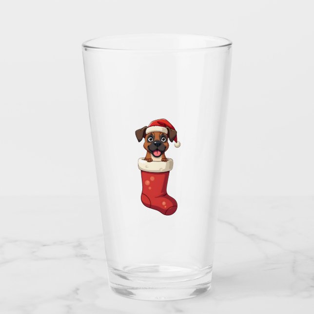 Boxer Christmas Stocking Glass (Front)