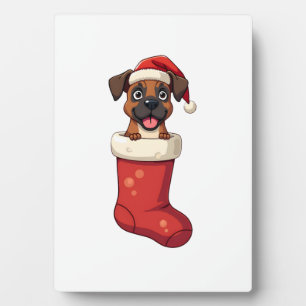 Boxer Christmas Stocking Plaque