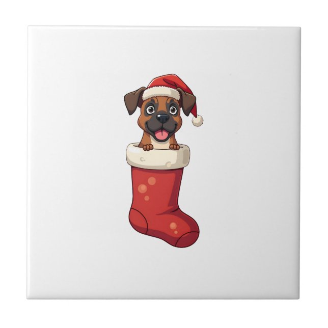 Boxer Christmas Stocking Tile (Front)