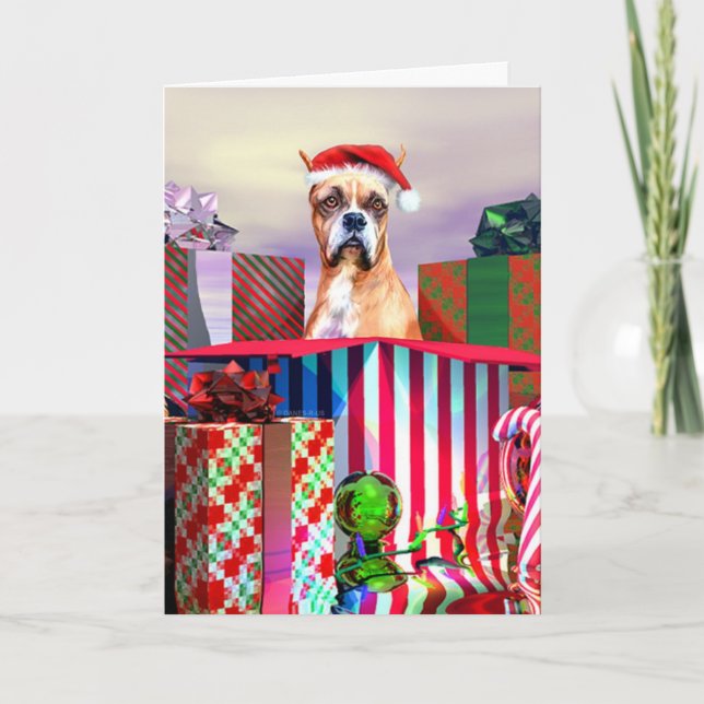 Boxer Christmas Surprise Holiday Card (Front)