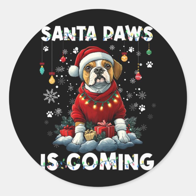 Boxer Christmas Tree Lights Decorations Dog Lover  Classic Round Sticker (Front)
