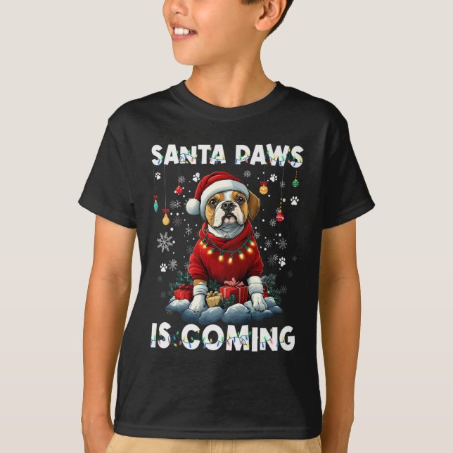 Boxer Christmas Tree Lights Decorations Dog Lover  T-Shirt (Front)