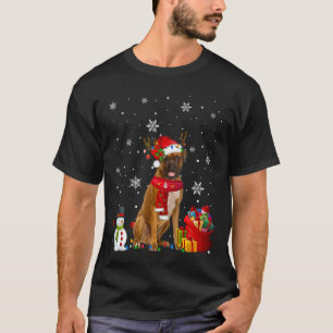 Boxer Christmas Tree Lights Dog Puppy T-Shirt