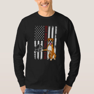 Boxer Dad Dog Boxer Dog Apparel American Flag For  T-Shirt