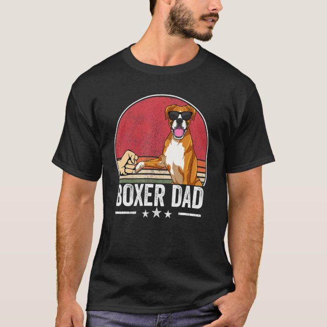 Boxer Dad Dog Boxer Dog Apparel Retro Sunset For M T-Shirt (Front)