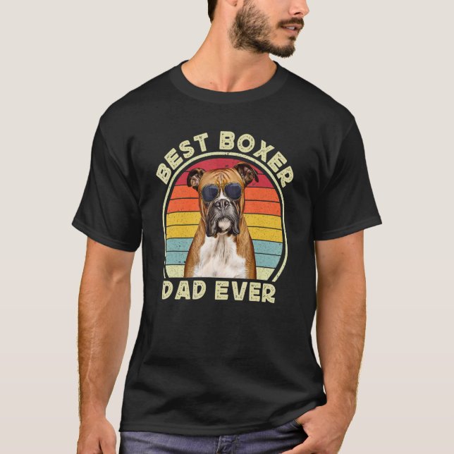 Boxer Dad For Men Retro Boxer Dog   Owner Daddy   T-Shirt (Front)