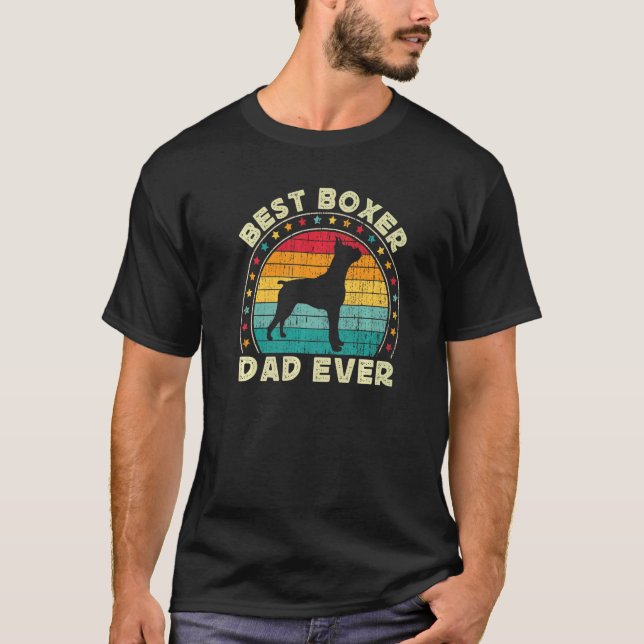 Boxer Dad For Men Retro Boxer Dog  Owner Daddy T-Shirt (Front)