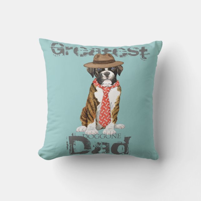 Boxer Dad Throw Pillow (Front)