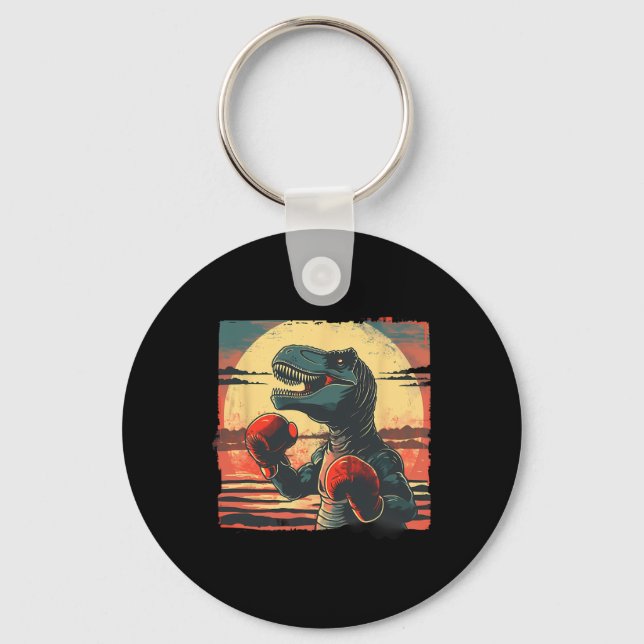 Boxer Dinosaur Boxing Dino Kickboxing T-rex Boxing Keychain (Front)