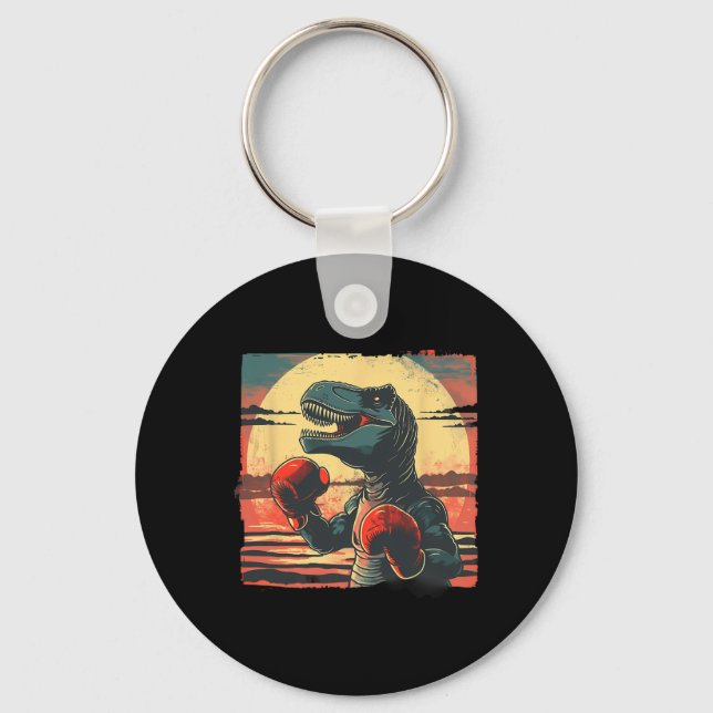 Boxer Dinosaur Boxing Dino Kickboxing T-rex Boxing Keychain (Front)