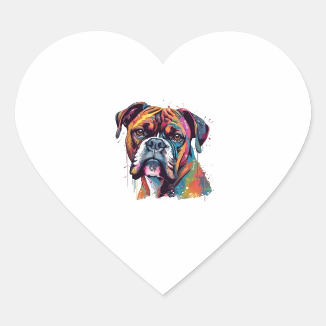 Boxer Dog 2 Heart Sticker (Front)