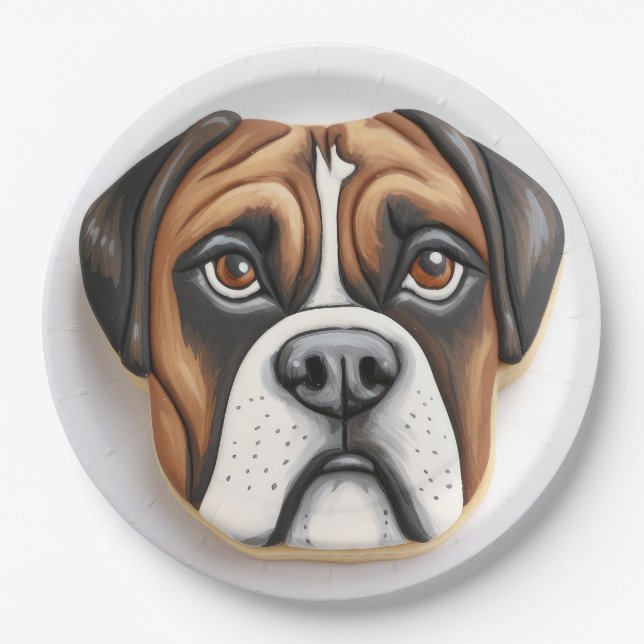 Boxer Dog 3D Inspired Paper Plate (Front)