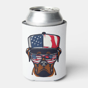 Boxer Dog 4th of July Can Cooler