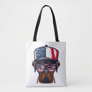 Boxer Dog 4th of July Tote Bag