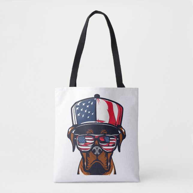 Boxer Dog 4th of July Tote Bag (Front)