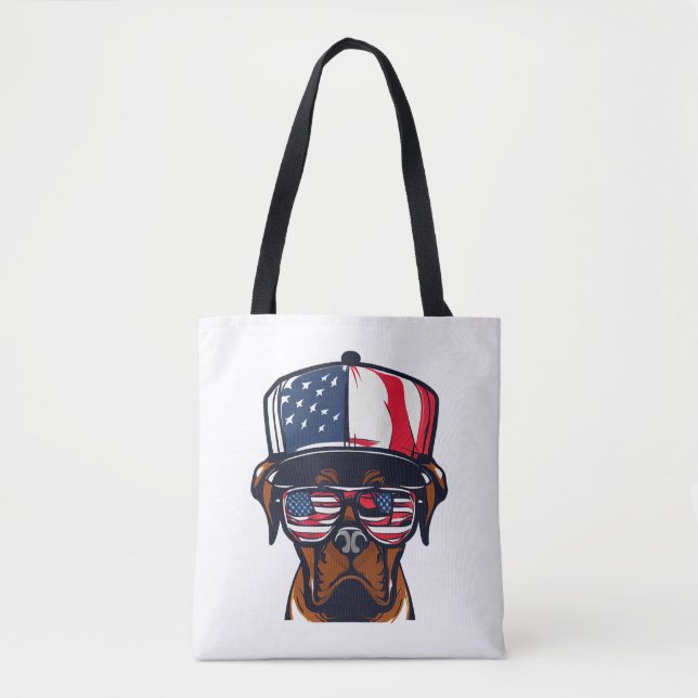 Boxer Dog 4th of July Tote Bag (Front)