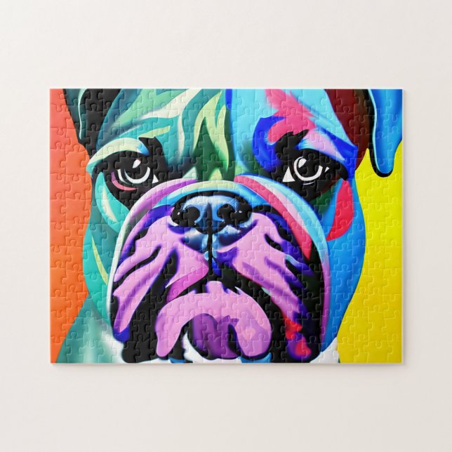 Boxer Dog Abstract colourful Portrait  Jigsaw Puzzle (Horizontal)