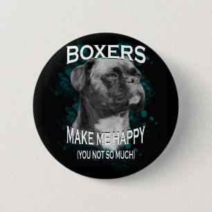 Boxer Dog Animal Lovers Art Text 2 Inch Round Button