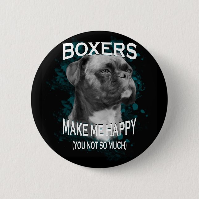 Boxer Dog Animal Lovers Art Text 2 Inch Round Button (Front)