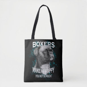 Boxer Dog Animal Lovers Art Text Tote Bag