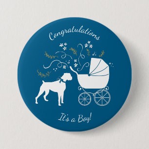 Boxer Dog Baby Shower 3 Inch Round Button