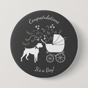 Boxer Dog Baby Shower Puppy 3 Inch Round Button