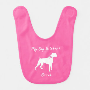 Boxer Dog Baby Shower Puppy Pink Girl Bib