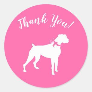 Boxer Dog Baby Shower Puppy Pink Girl Classic Round Sticker