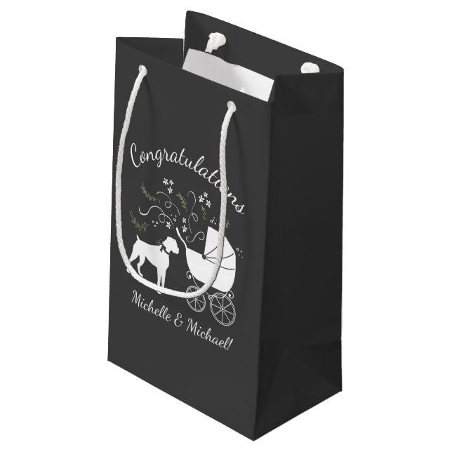 Boxer Dog Baby Shower Puppy Small Gift Bag (Back Angled)