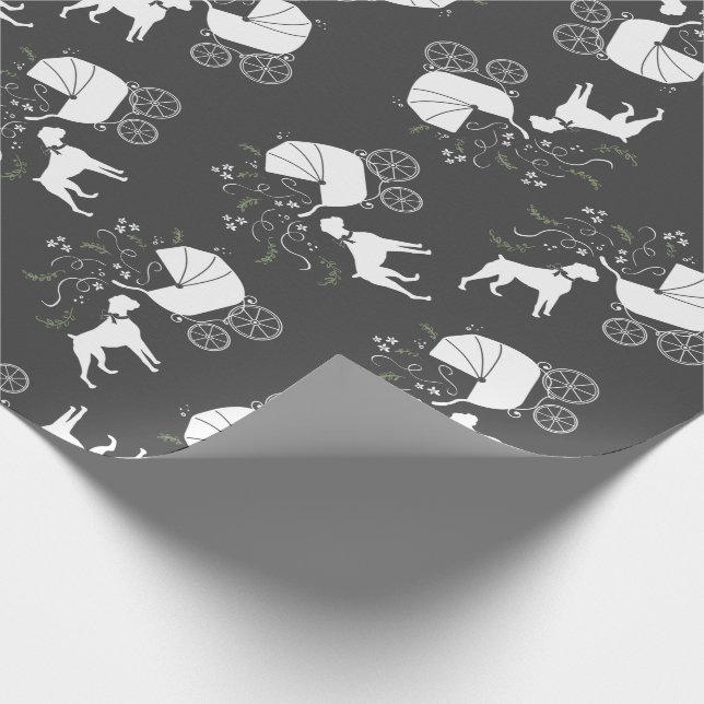 Boxer Dog Baby Shower Puppy Wrapping Paper (Corner)