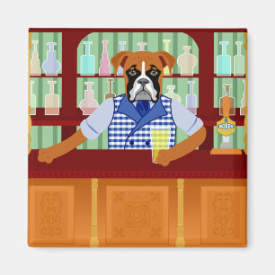 Boxer Dog Beer Pub Magnet