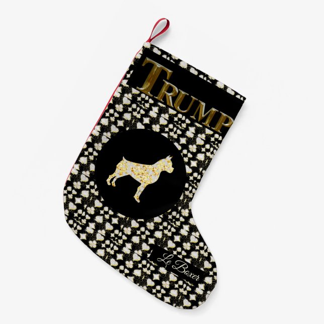 BOXER DOG BLING SMALL CHRISTMAS STOCKING (Front (Hanging))