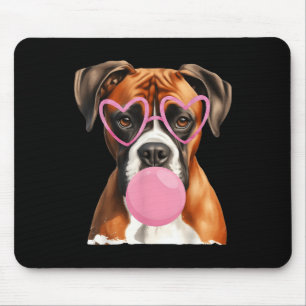 Boxer Dog Blowing Bubble Gum Valentine’s Day Mouse Pad