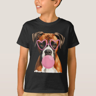 Boxer Dog Blowing Bubble Gum Valentine’s Day T-Shirt