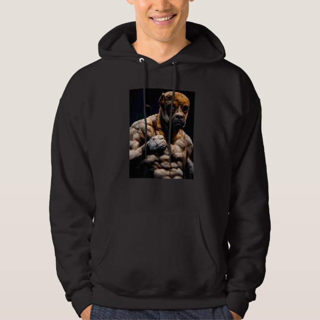 Boxer Dog Body Builder Hoodie (Front)