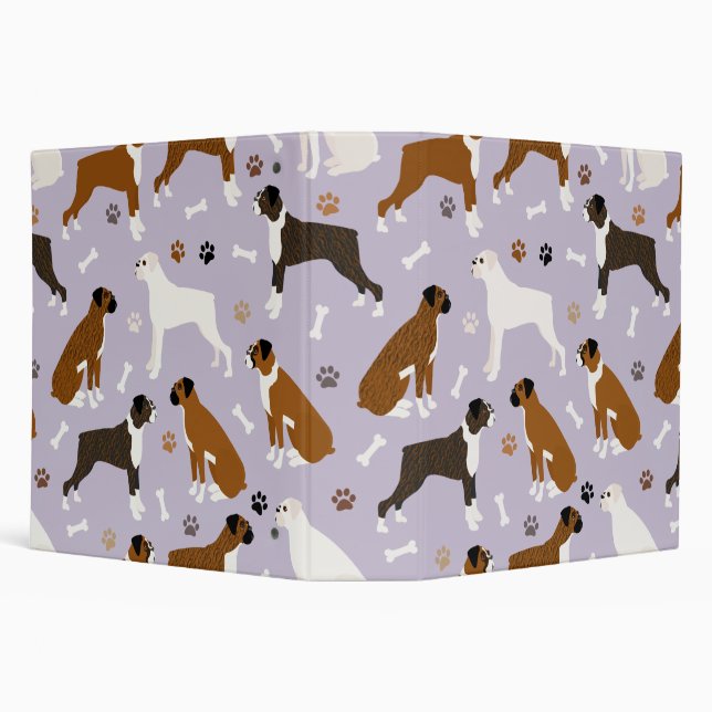 Boxer Dog Bones and Paws 3 Ring Binder (Background)