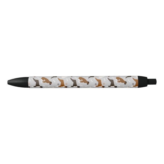 Boxer Dog Bones and Paws Black Ink Pen (Front)