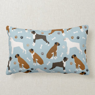 Boxer Dog Bones and Paws Lumbar Pillow