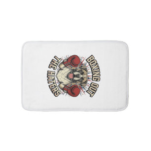 Boxer Dog Boxing Out The Haters Funny T-Shirt Desi Bath Mat