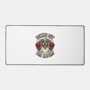 Boxer Dog Boxing Out The Haters Funny T-Shirt Desi Desk Mat