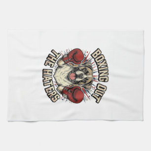 Boxer Dog Boxing Out The Haters Funny T-Shirt Desi Kitchen Towel