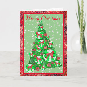 Boxer Dog Breed Silhoutte Bow Merry Christmas Card