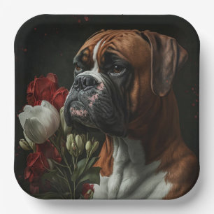 Boxer dog cardboard plates