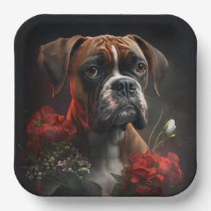 Boxer dog cardboard plates