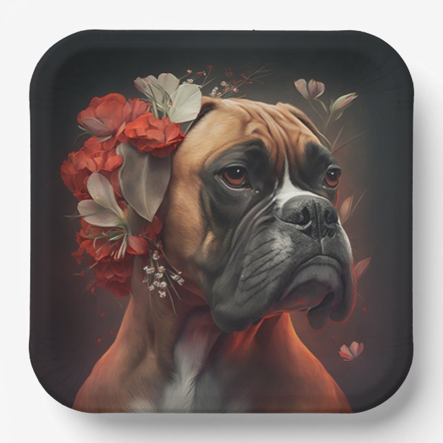 Boxer dog cardboard plates (Front)