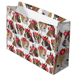 Boxer dog cartoon colourful seamless pattern large gift bag