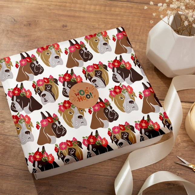 Boxer dog cartoon colourful seamless pattern   wrapping paper (Creator Uploaded)