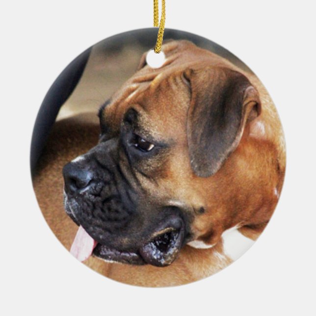 Boxer Dog Ceramic Ornament (Front)