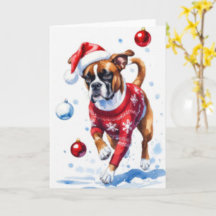Boxer Dog Christmas Greeting Card