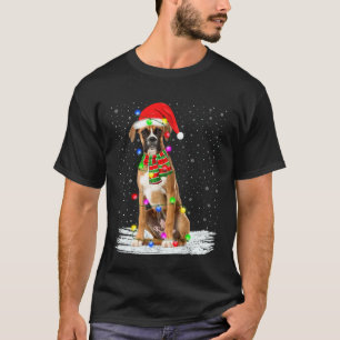 Boxer Dog Christmas Lights Holiday Santa Xmas Paja T-Shirt